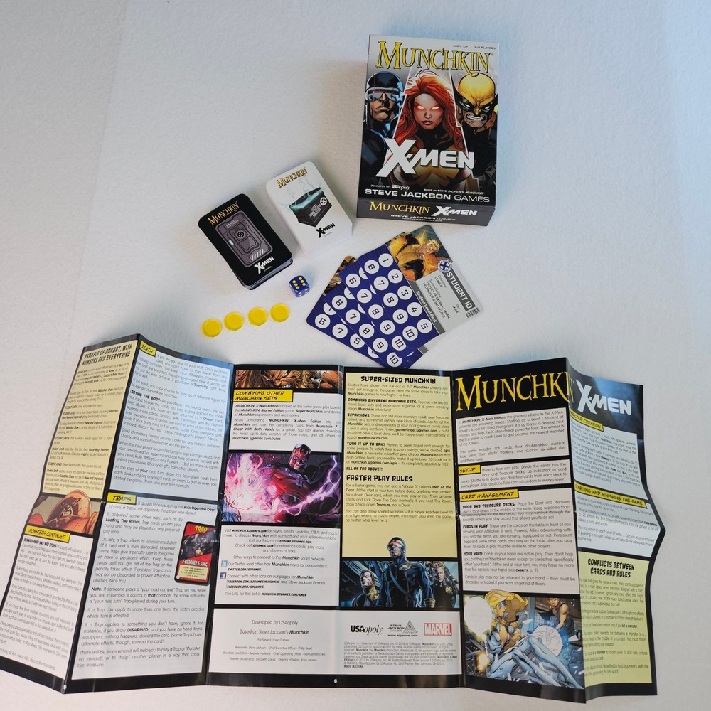 Munchkin X-Men Edition Card Game Marvel Steve Jackson Games USAopoly Complete